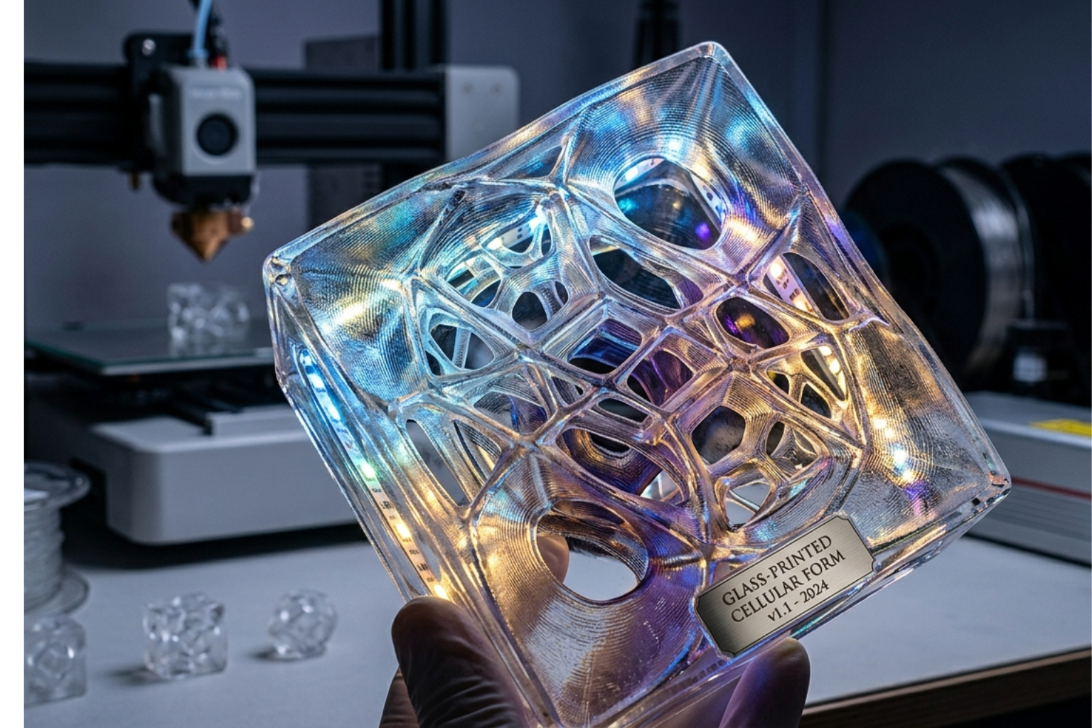 3D Printed Glass with LED Backlighting