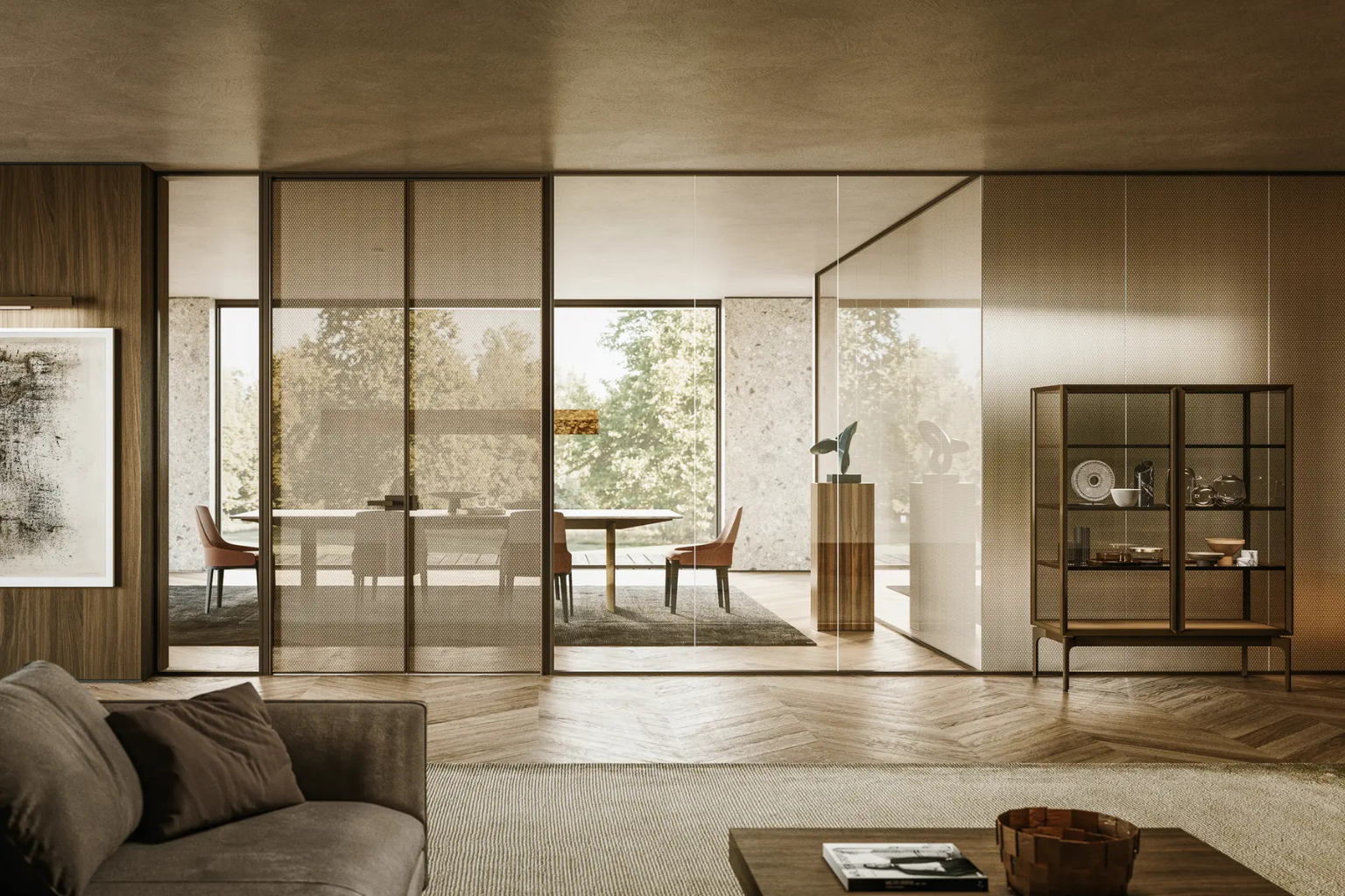 Frosted glass partitions